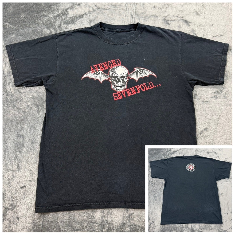 Y2K Avenged Sevenfold Deathbat Graphic T-Shirt Mens Large Hopeless Records Black